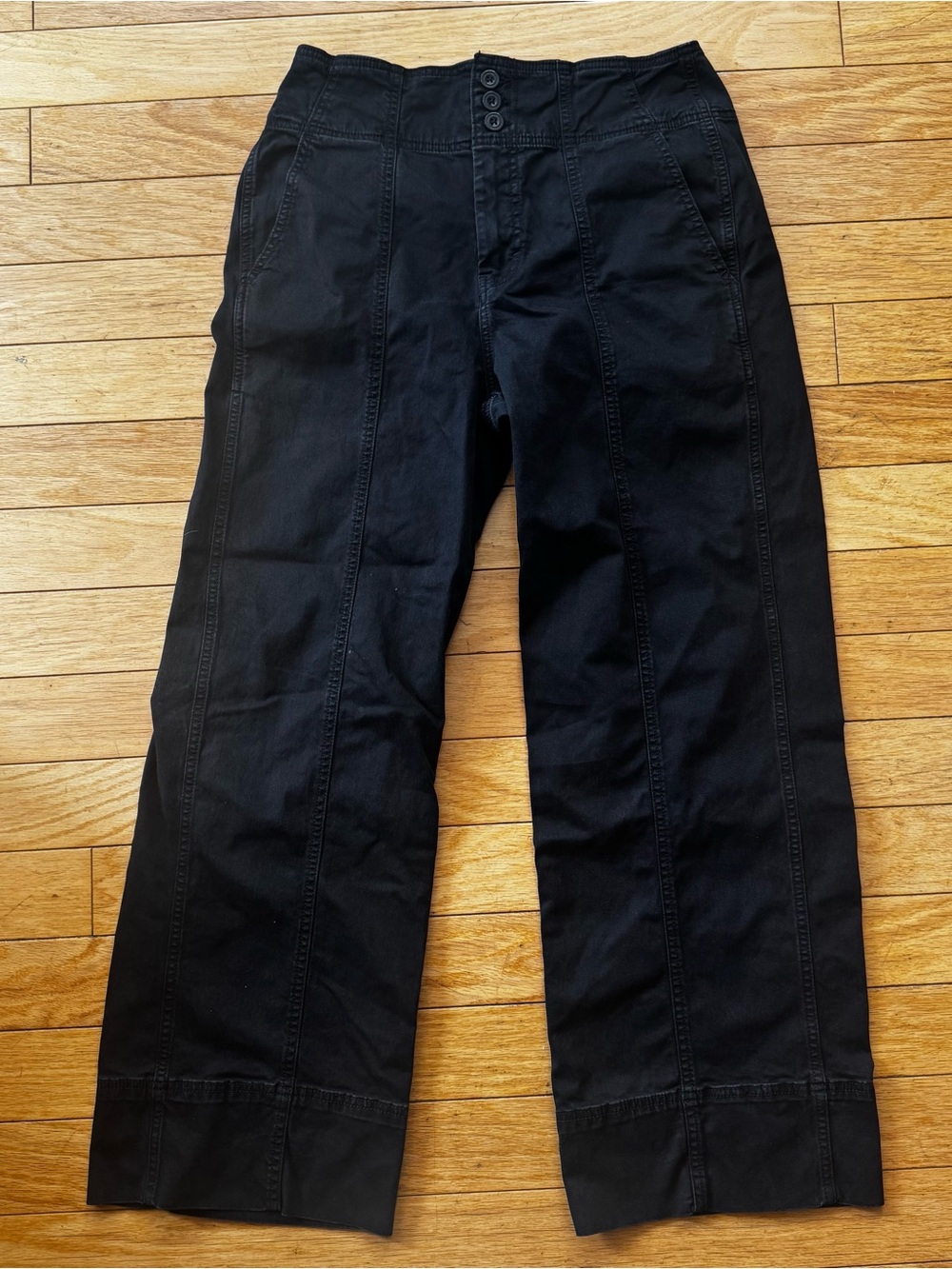 Pilcro Black Wide Leg Trouser Pants Minimalist Tailored Workwear